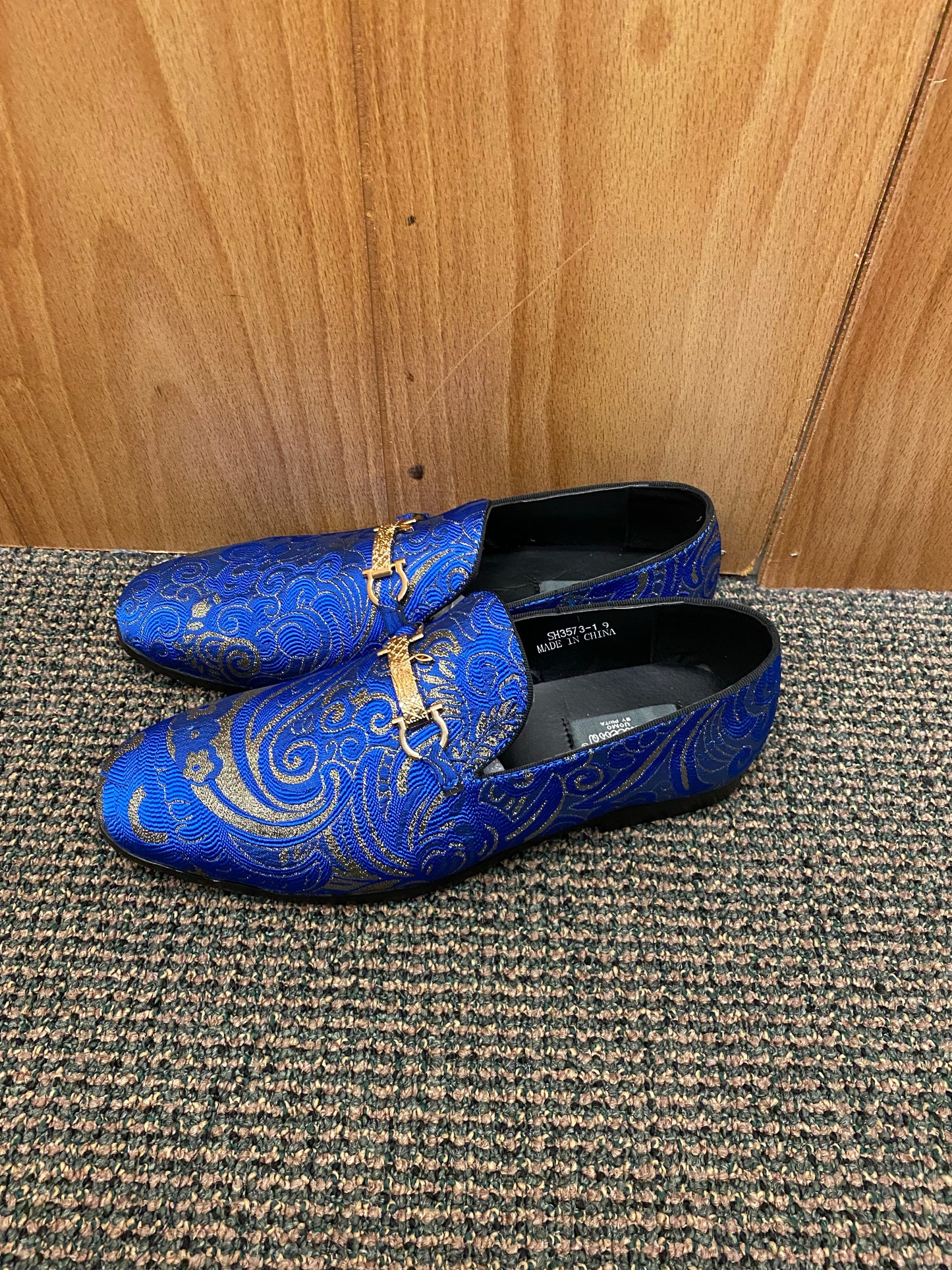 Successos Blue/Gold Smoking Slippers/Mens dress shoes