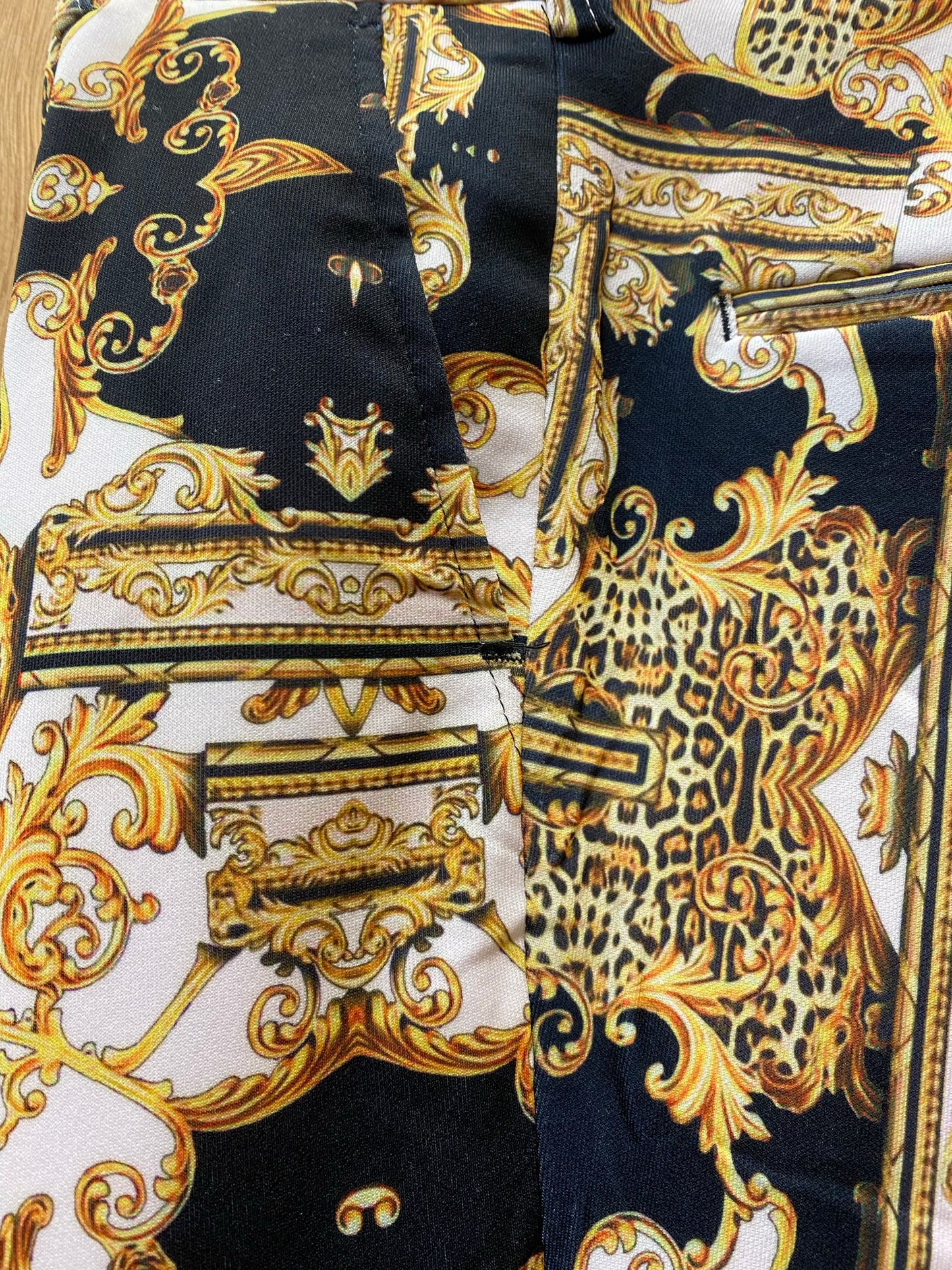 Cielo Black/White Versace Print Ultra Slim Fit Pants Size 30-44 Waist Inseam 36