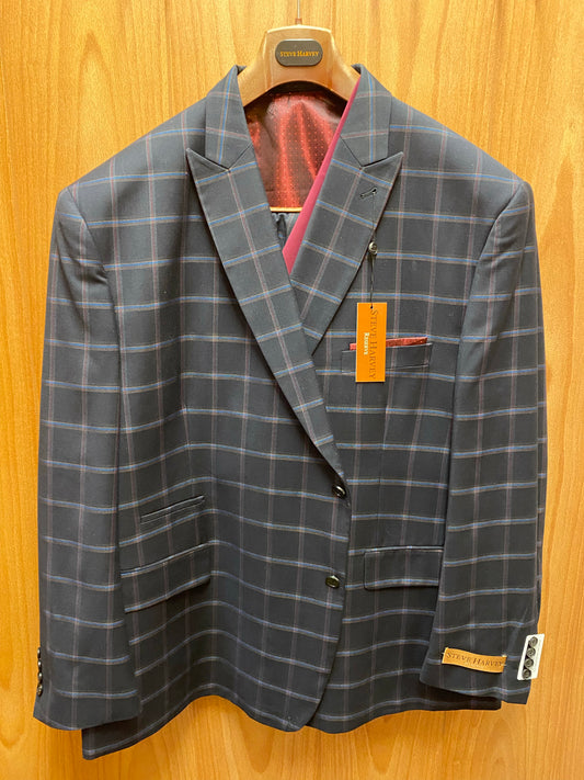 Steve Harvey Reserve Navy Check/Plaid Suit 60R 219713SHS