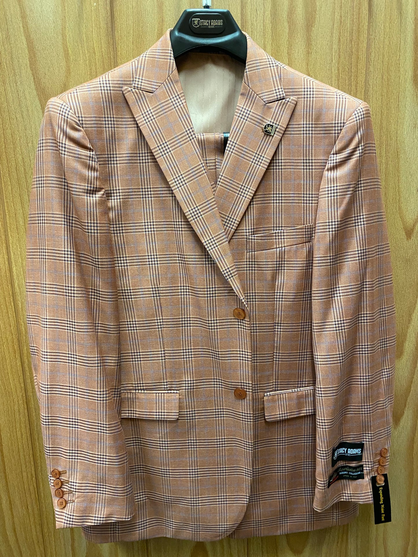 Stacy Adams Brick Checkered 3-piece suit 44R