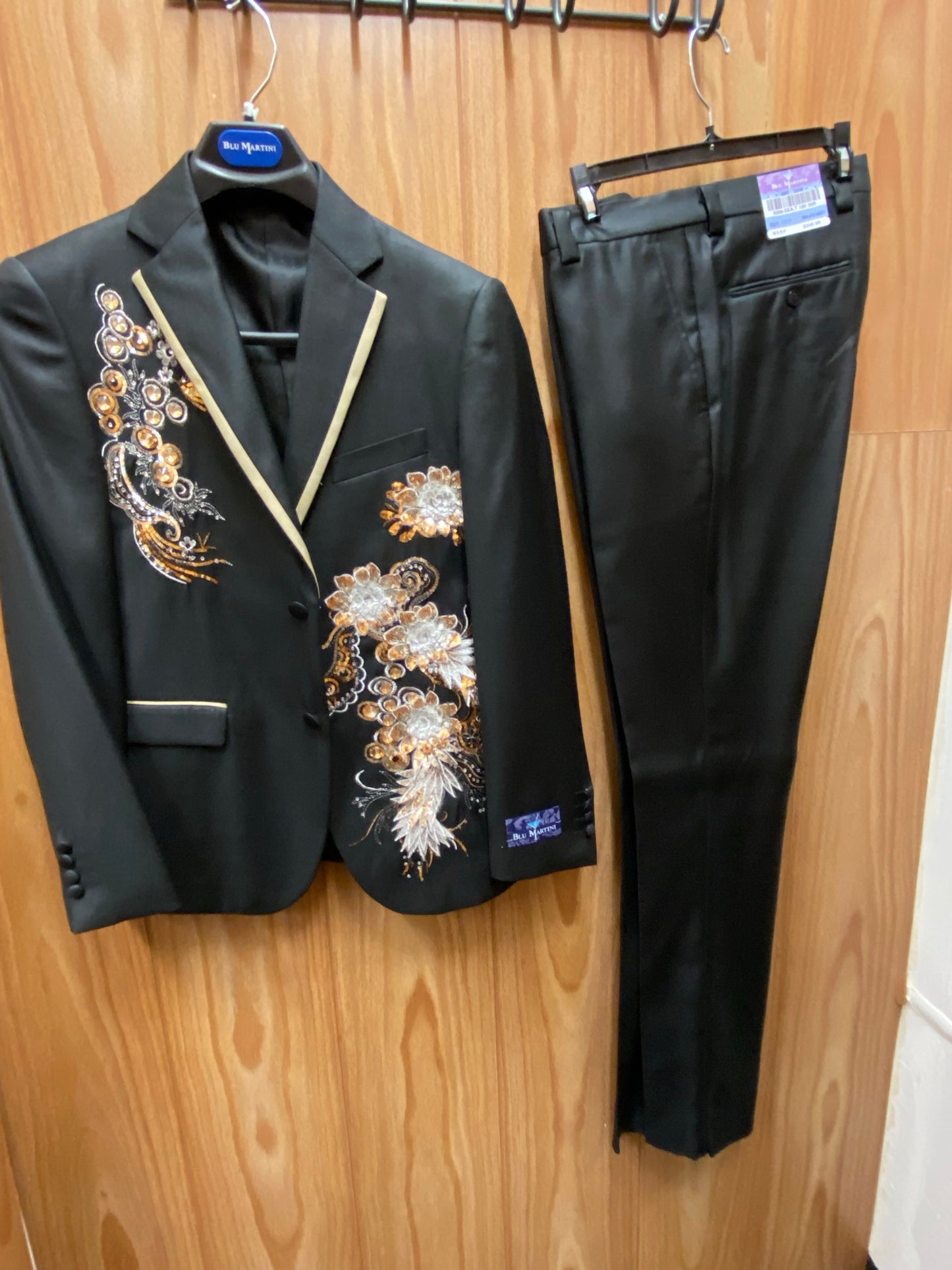 Blu Martini Black 2-Piece Slim Fit Prom Suit 9306-SEA.T 100