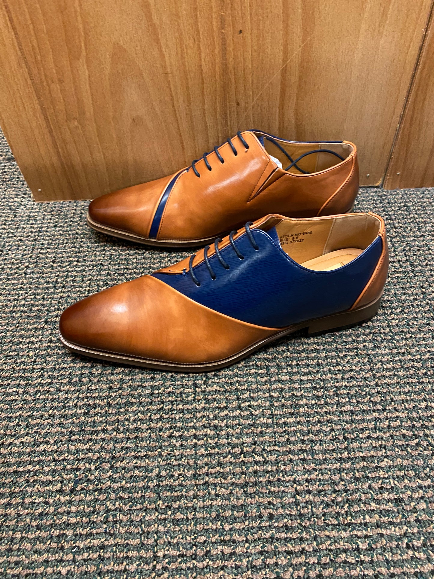 Antonio Cerrelli Tan/Navy Lace-up Dress Shoes Style 6980