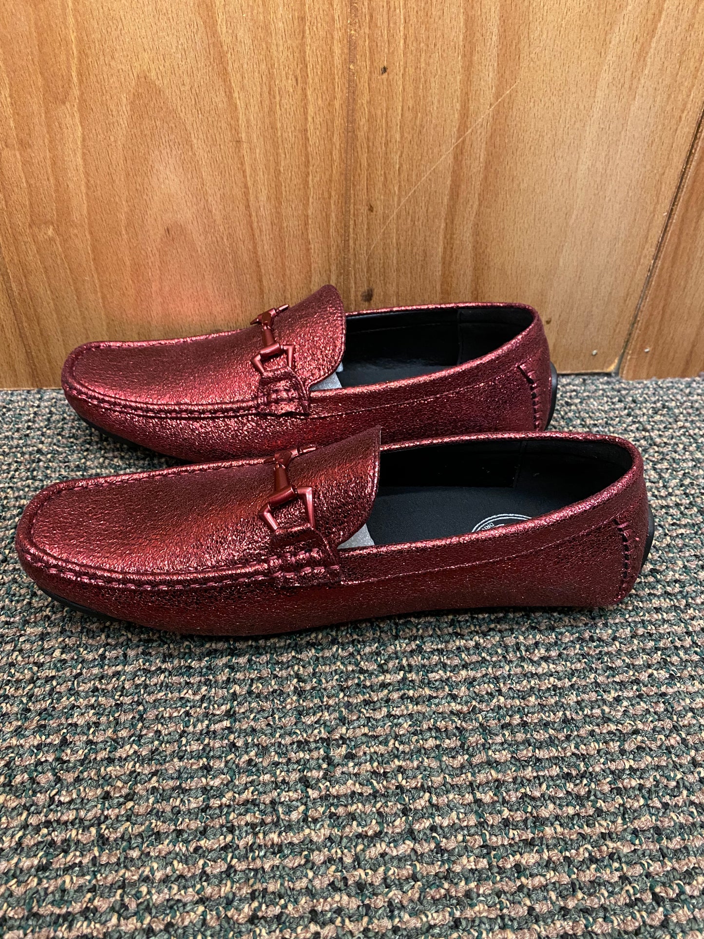 Amali Crackle Burgundy Smoking  Slip-on Men’s Dress/Prom Driver Moccasin Shoe