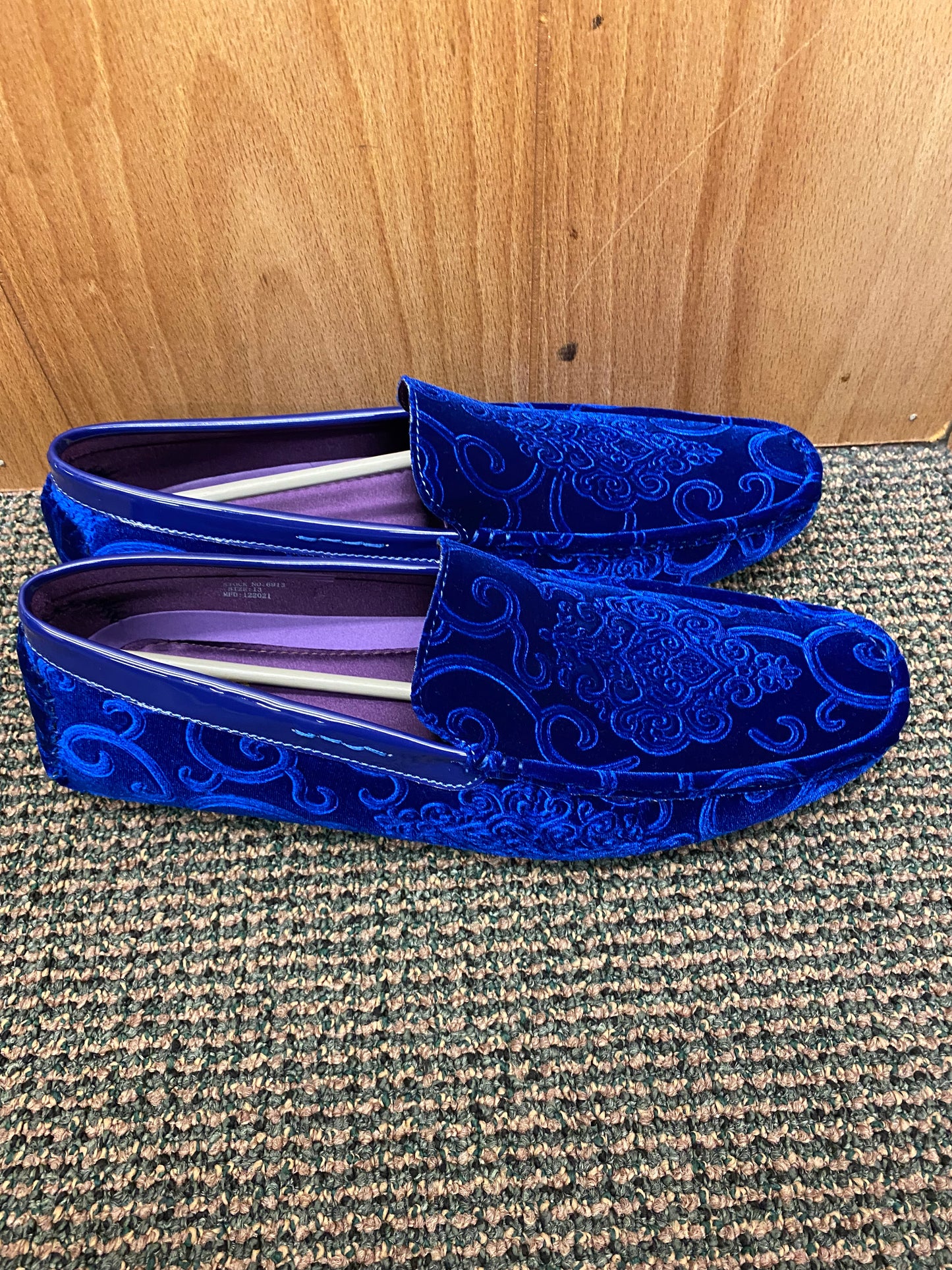 After Midnite Royal Blue Paisley Slip-on Men's Dress/Driver Shoes Sizes 7-13 Style 6913