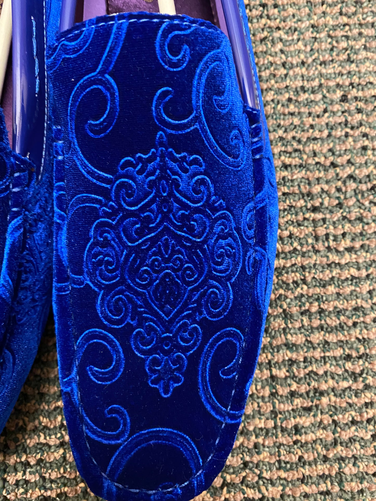 After Midnite Royal Blue Paisley Slip-on Men's Dress/Driver Shoes Sizes 7-13 Style 6913