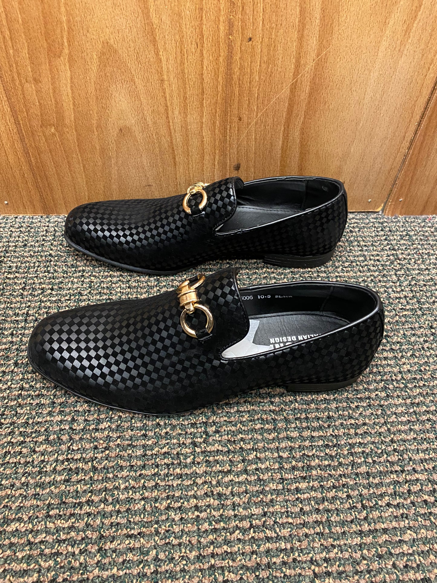 Terroni Italian Design Black Diamond checkerboard suede feel Men’s Slip-on Dress Shoes