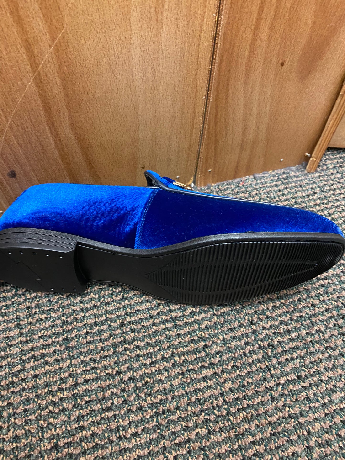 Terroni Italian Design Royal Blue Suede-like Smoking Slip-on Men’s Dress Shoes