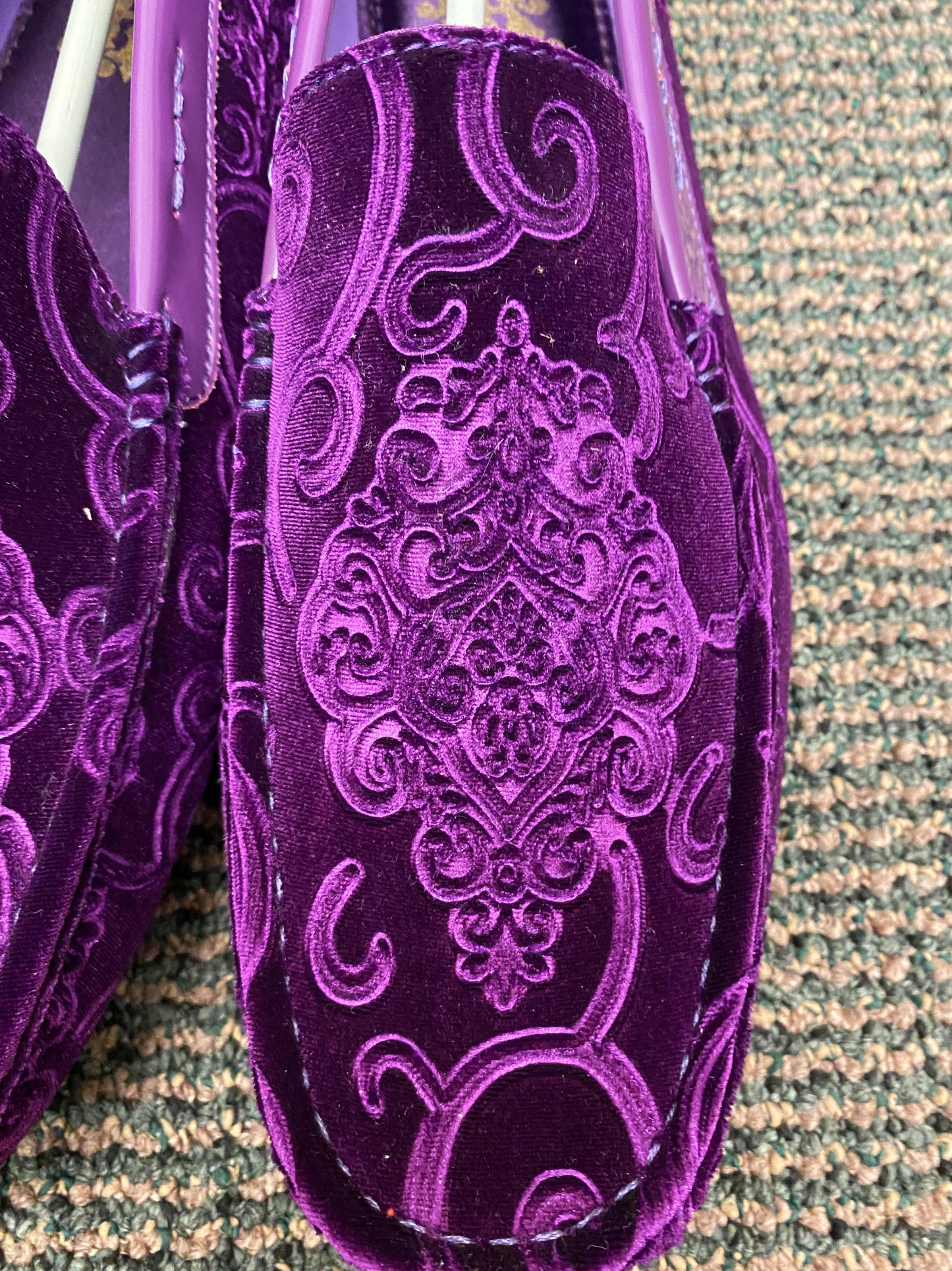 After Midnite Purple Paisley Slip-on Men's Dress/Driver Shoes Sizes 7-13 Style 6913