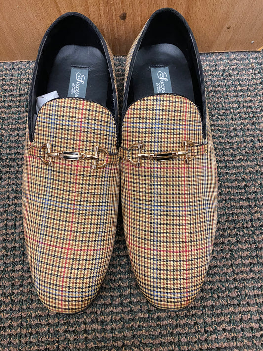 Successos Tan Plaid red bottom slip-on dress shoes sizes 7-15