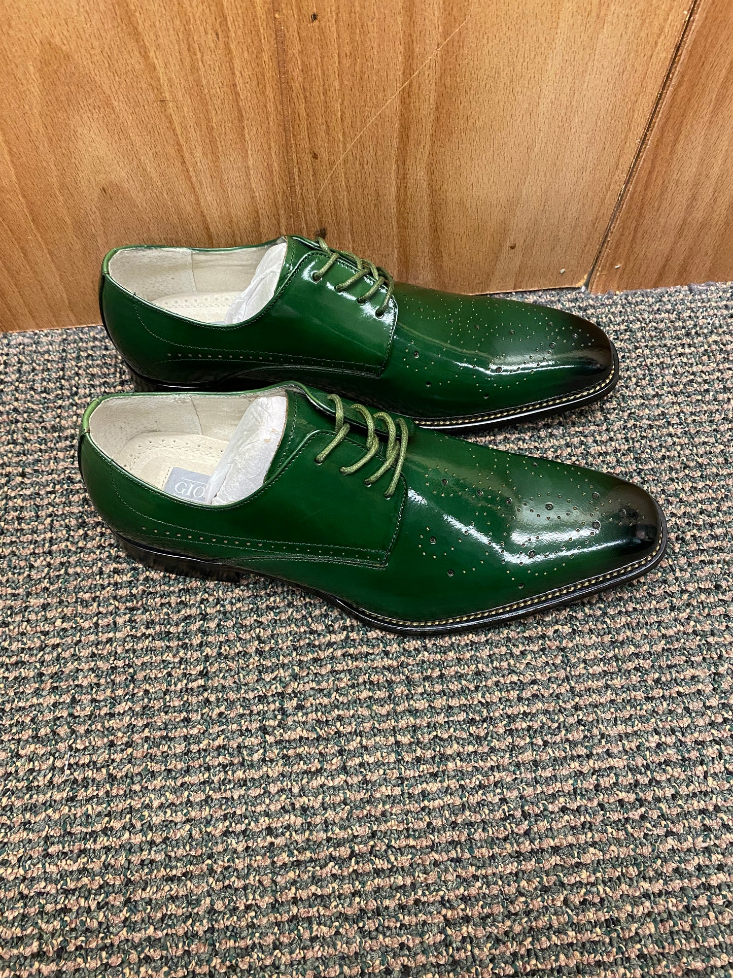 Giovanni Joel Green Leather Hand-made Lace-up Dress Shoes