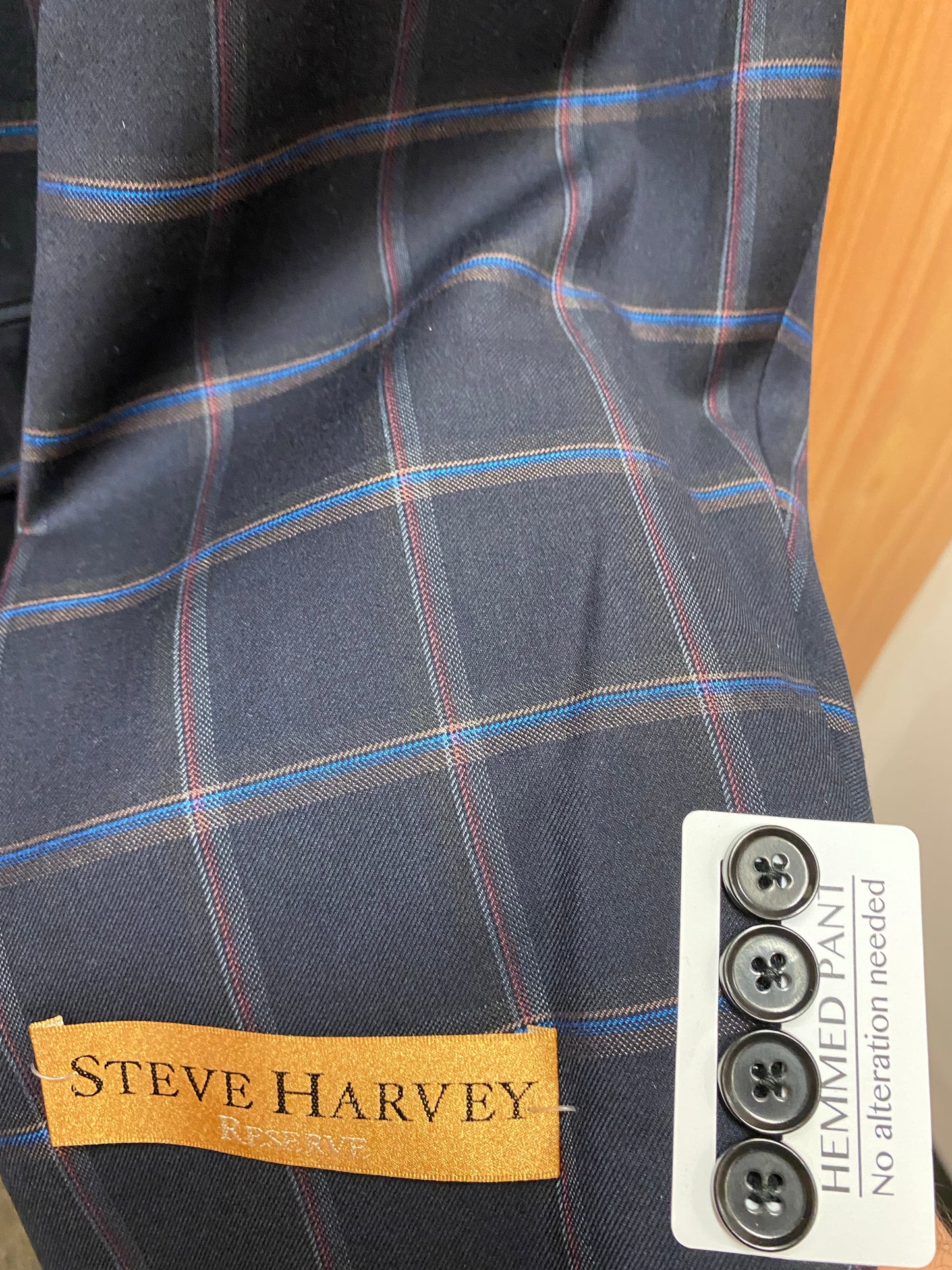 Steve Harvey Reserve Navy Check/Plaid Suit 60R 219713SHS