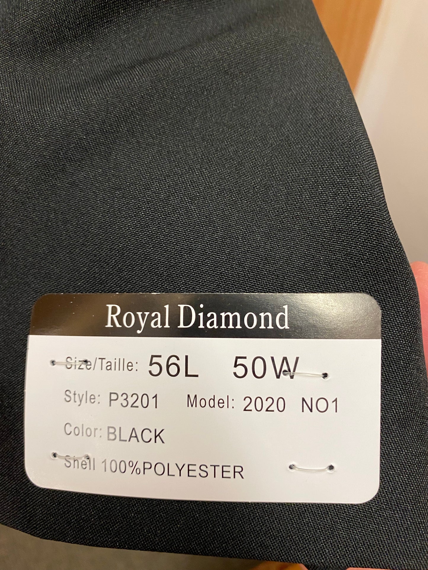 Royal Diamond Black 3-Piece suit 56L P3201