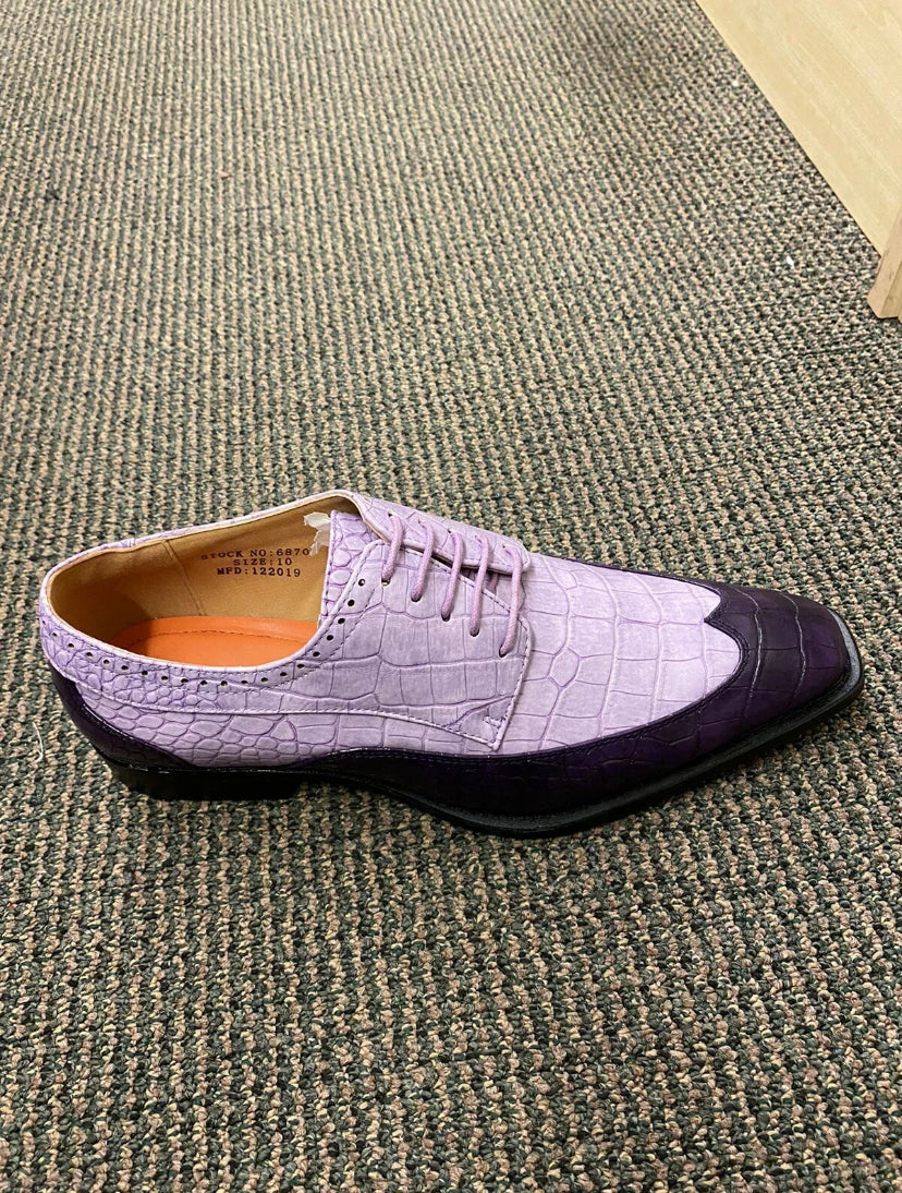 Antonio Cerrelli Elite Purple/Lilac Gator Print Wingtip Lace-up Dress Shoes