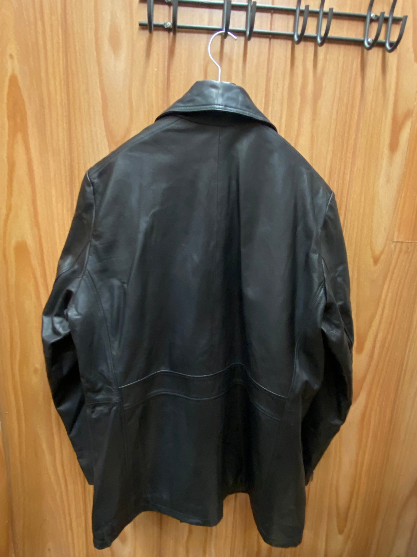 JakeWood Leather Genuine Leather Double Breasted Peacoat Jacket Style #2045