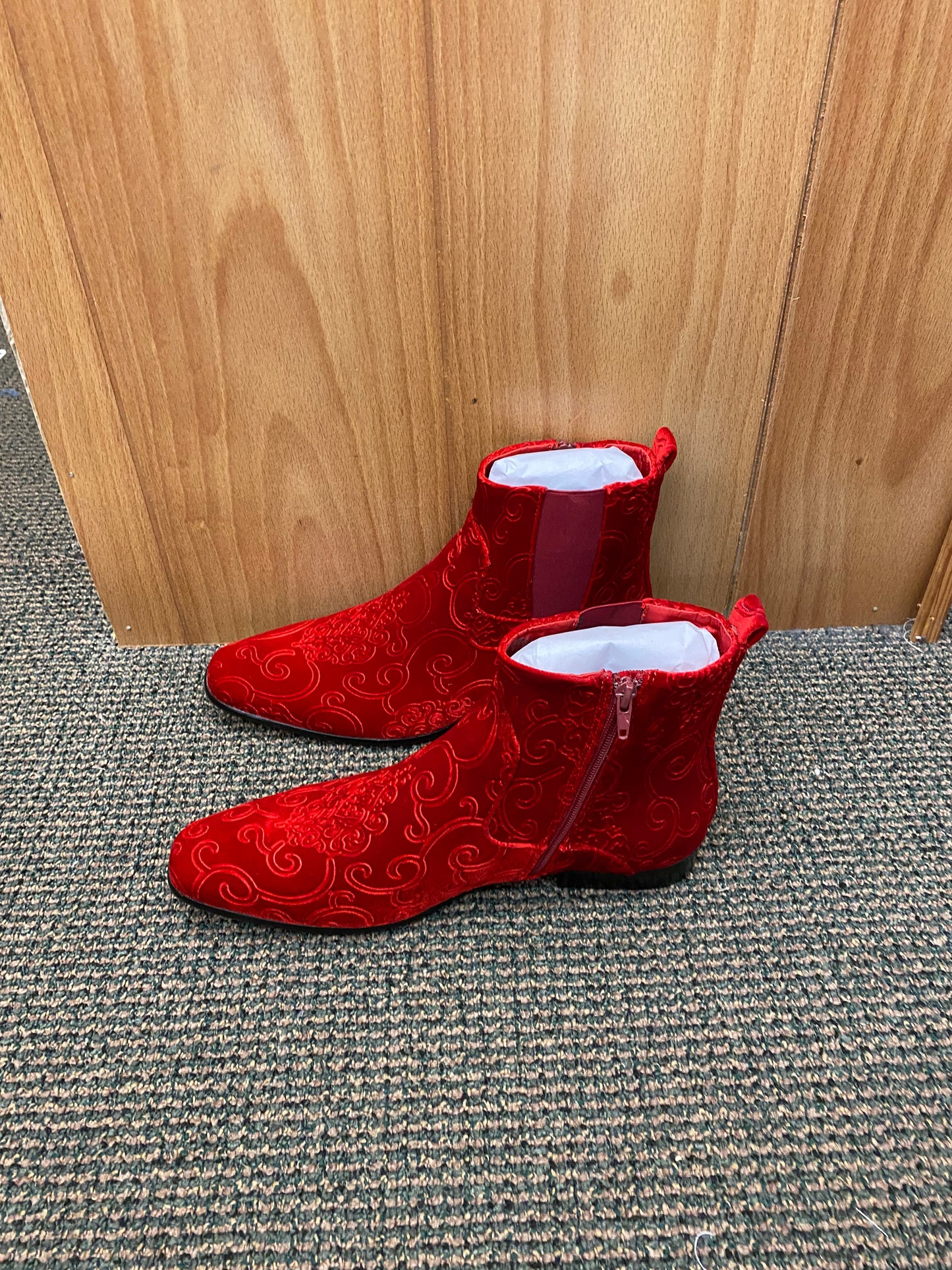 After Midnight Red Paisley Ankle Red Bottom Boots Sizes 8-13