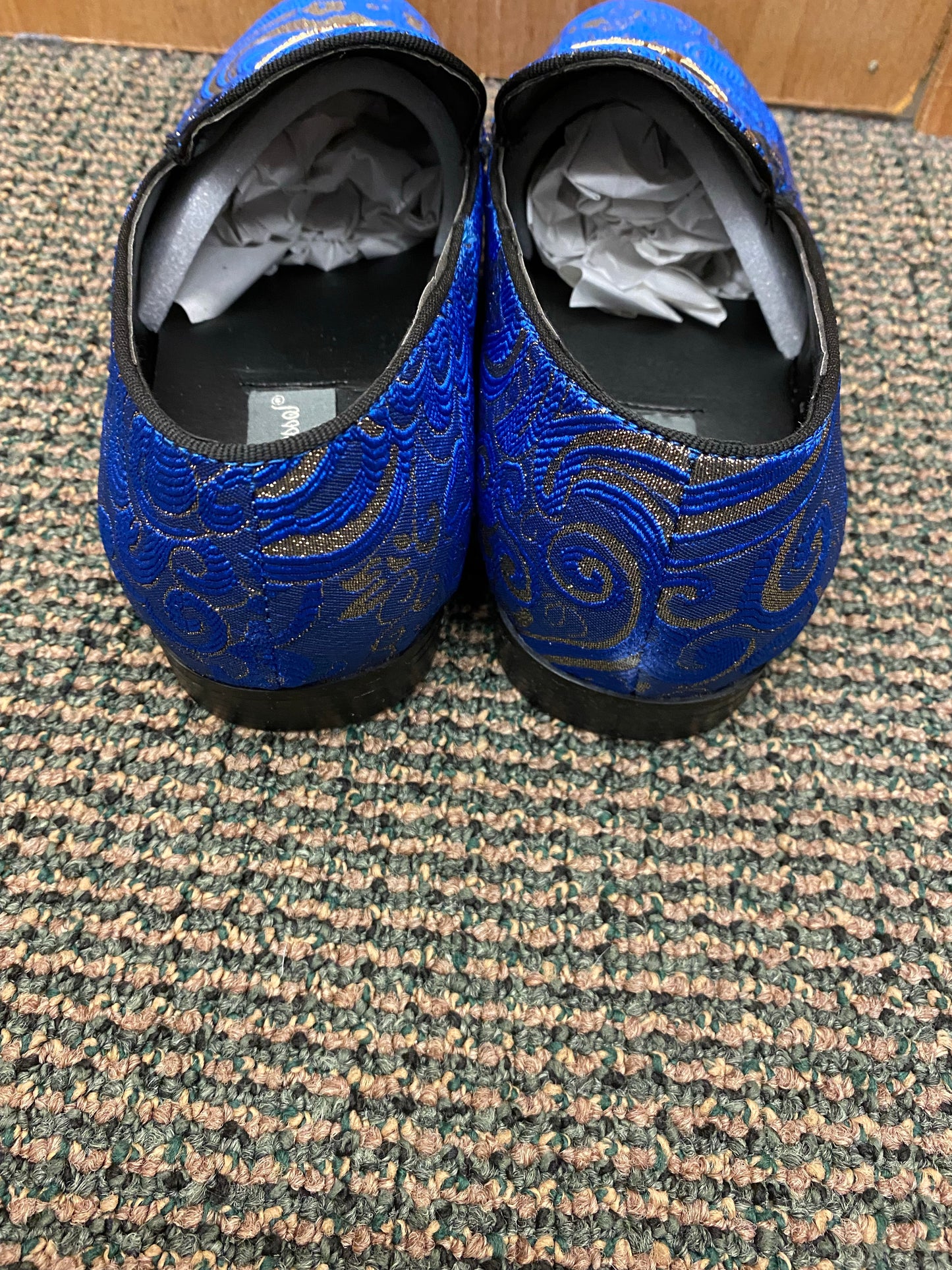 Successos Blue/Gold Smoking Slippers/Mens dress shoes