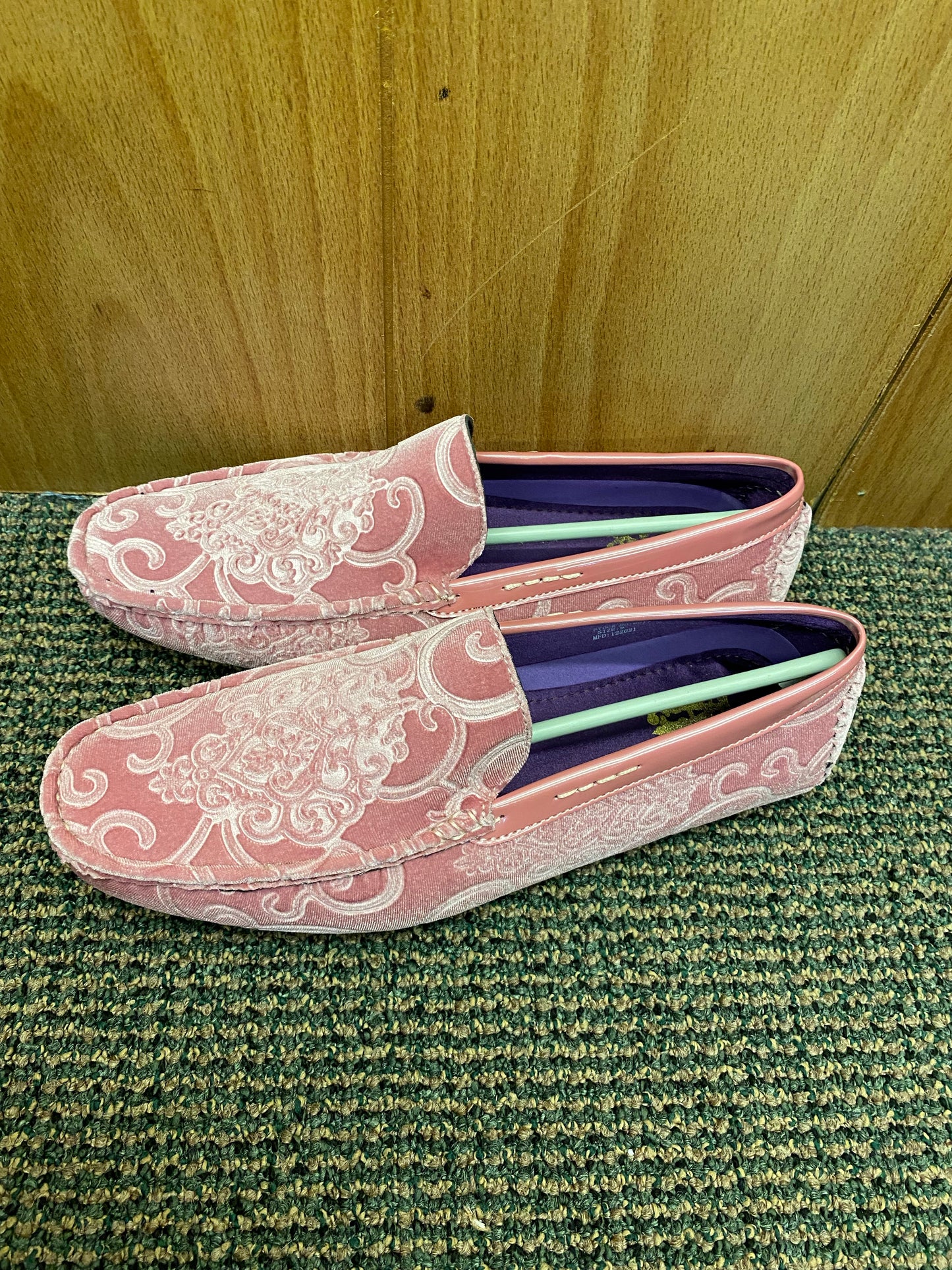 After Midnite Light Pink Paisley Smoking Driver Slip-on Shoes Sizes 8-13 Style Number 6913