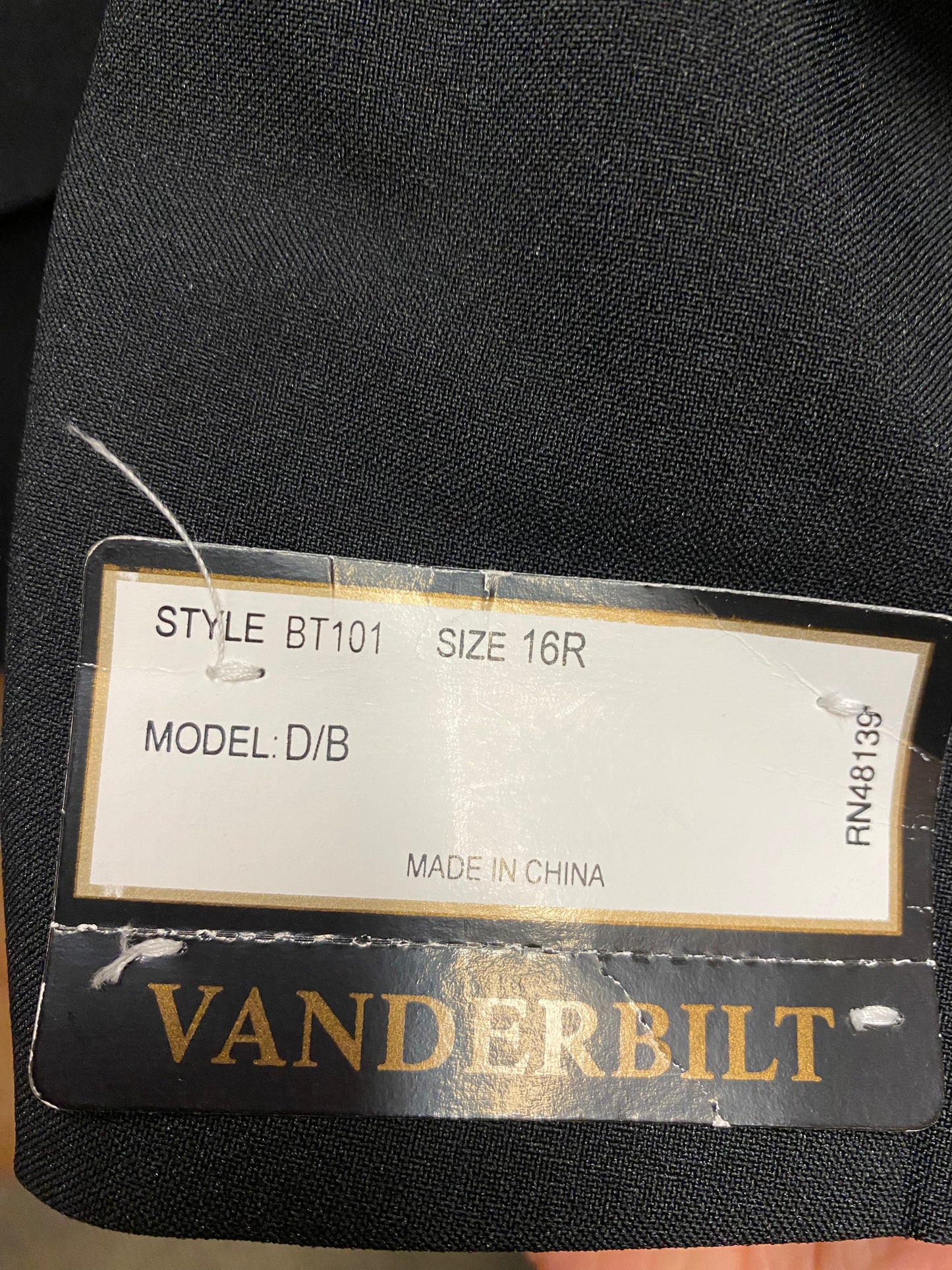 Vanderbilt Black Double Breasted Tuxedo Size 16