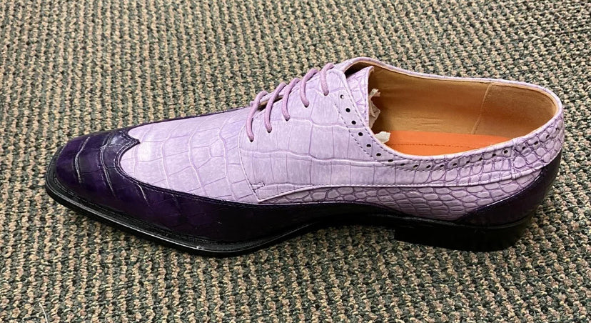 Antonio Cerrelli Elite Purple/Lilac Gator Print Wingtip Lace-up Dress Shoes