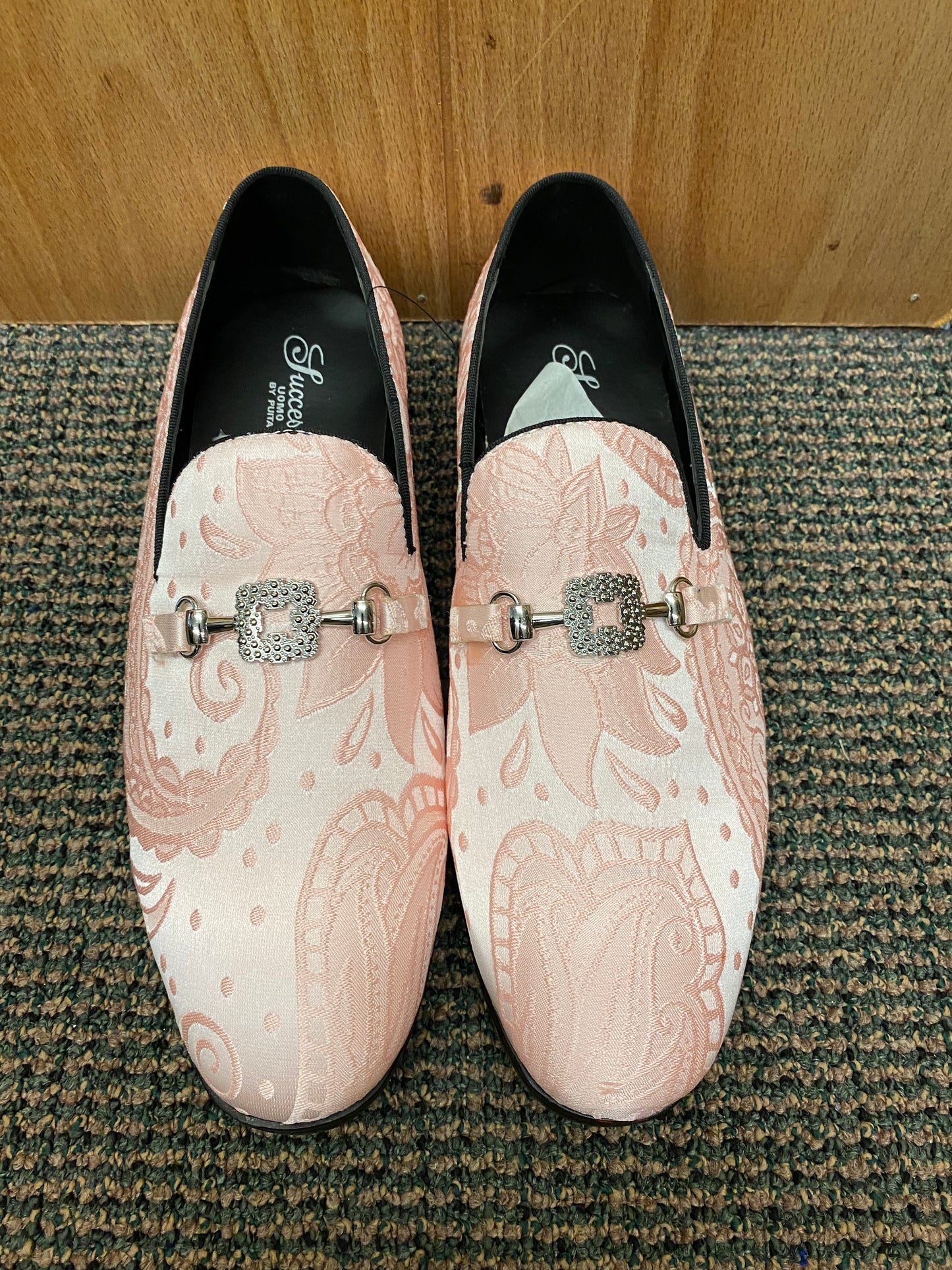 Success Pink Floral/Paisley Print Slip-on Men's Red Bottom Dress Shoes Size 7-15