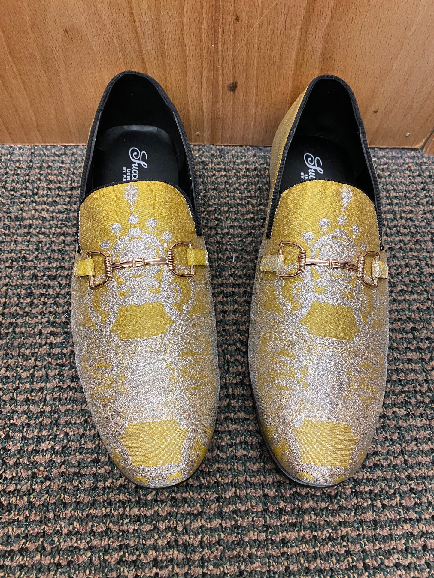 Successos Gold Slip-on Men’s Red Bottom Dress Shoes Sizes 7-15 Style SH3587