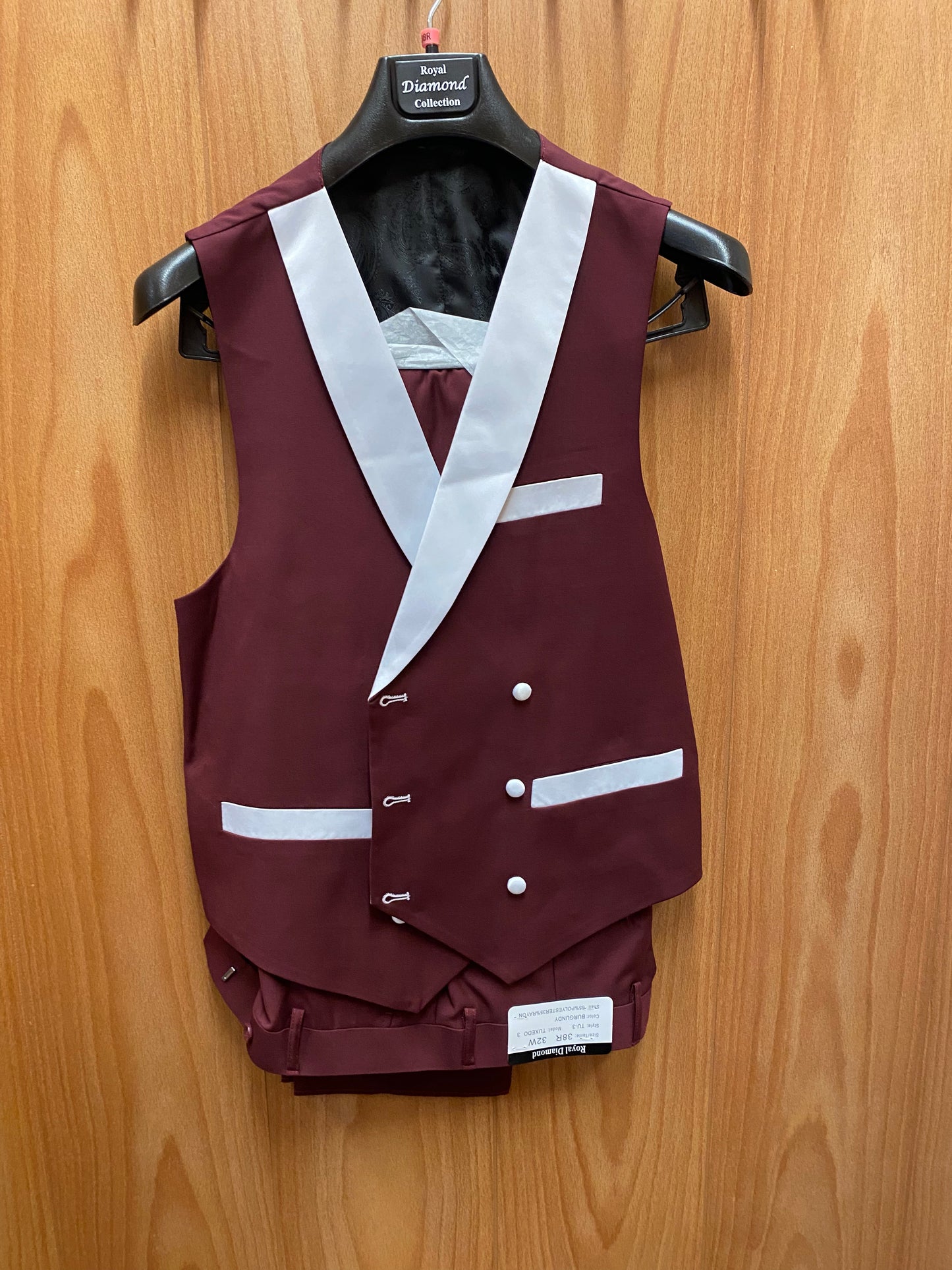 Royal Diamond Burgundy 3-Piece Modern Fit Tuxedo