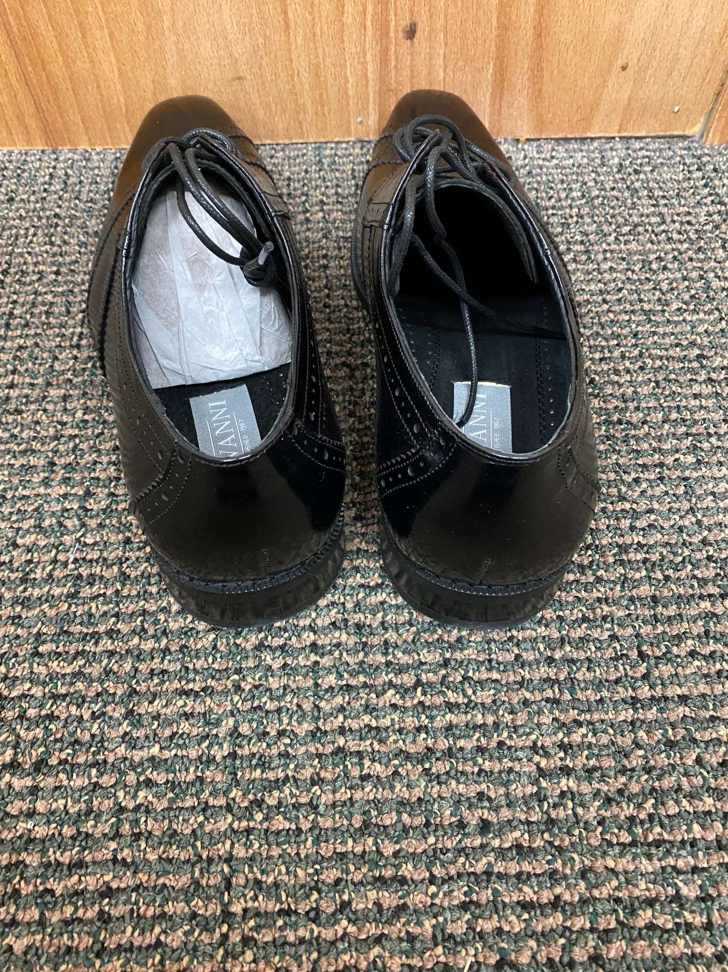 Giovanni Miles Black Leather Hand-made Lace-up Dress Shoes