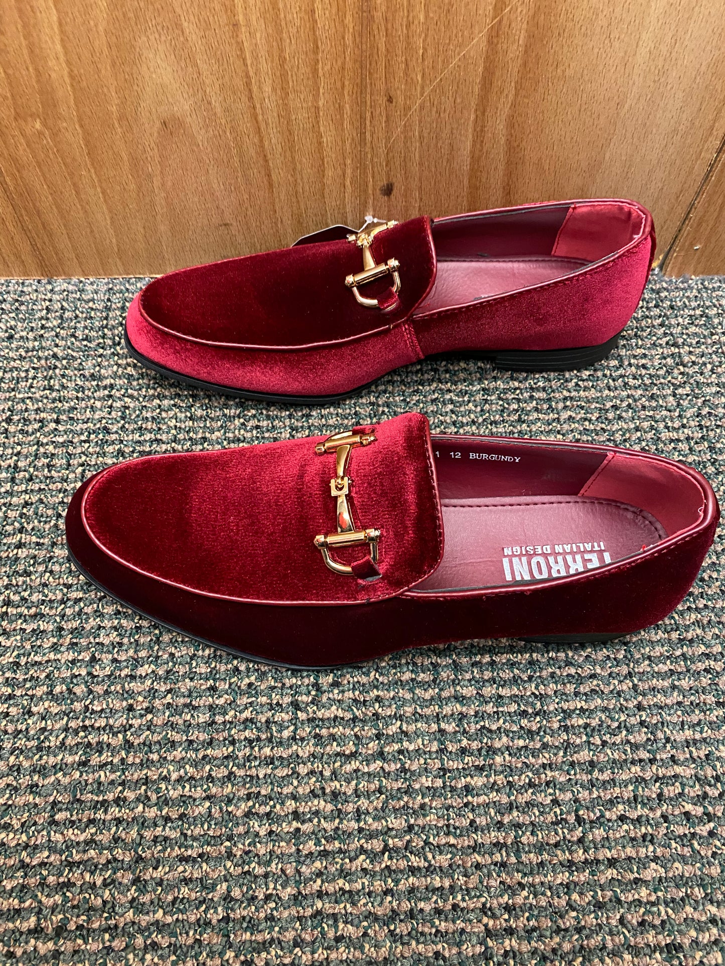 Terroni Italian Design Burgundy Suede-like Smoking Slip-on Men’s Dress Shoes