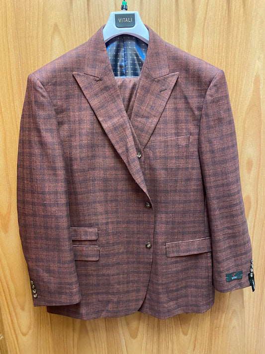 Vitali Rust Plaid 3-Piece Suit 54L