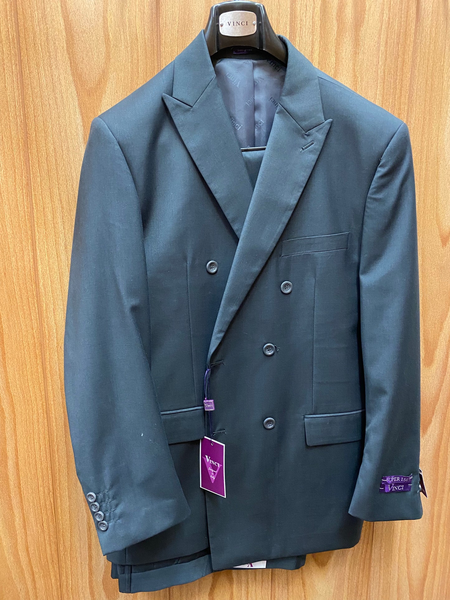 Vinci Heather Gray Double Breasted Suit 40R DC900-1