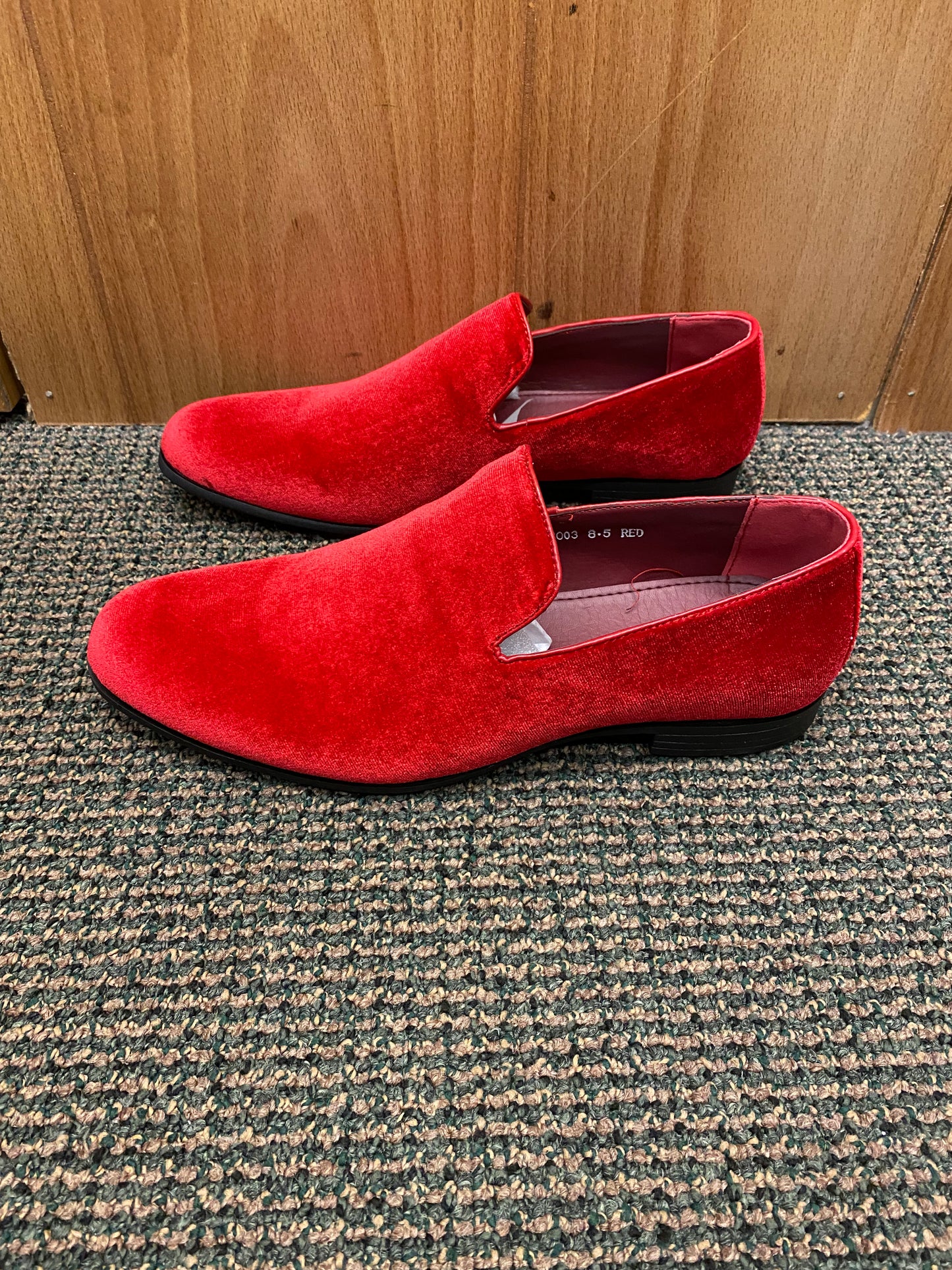 Terroni Italian Design Red Suede-like Smoking Slip-on Men’s Dress Shoes