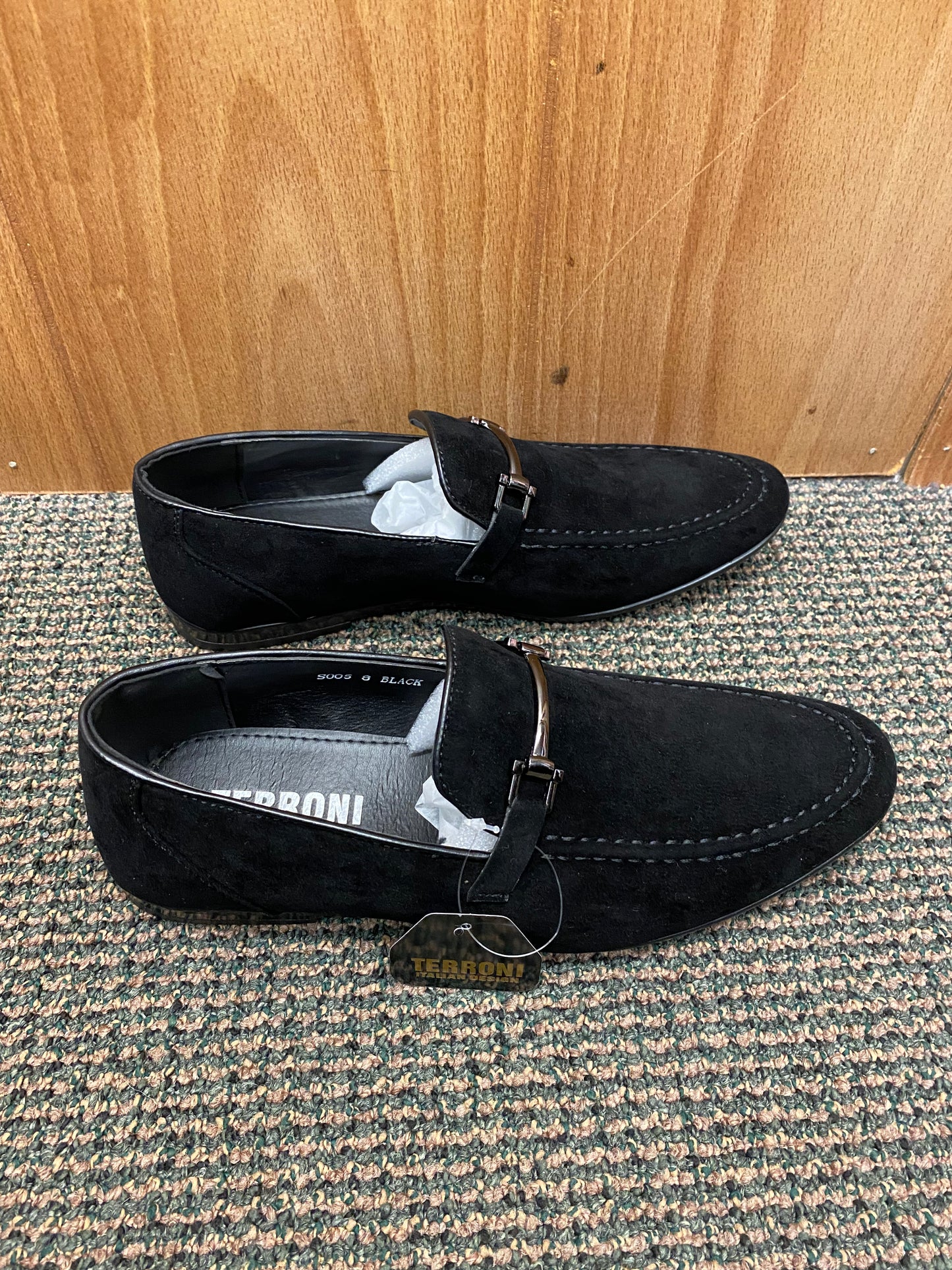 Terroni Italian Design BLACK Suede-like Smoking Slip-on Men’s Dress Shoes