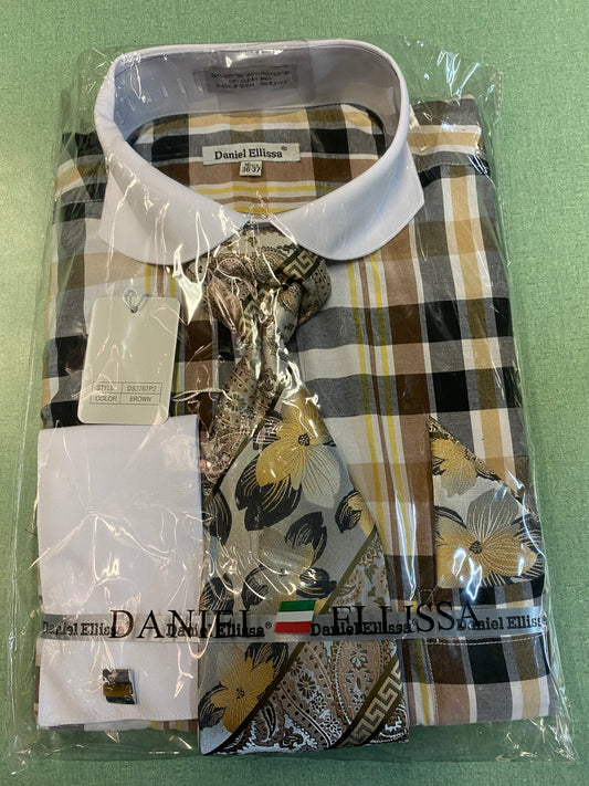 Daniel Ellissa DS3767P2 Brown Dress Shirt