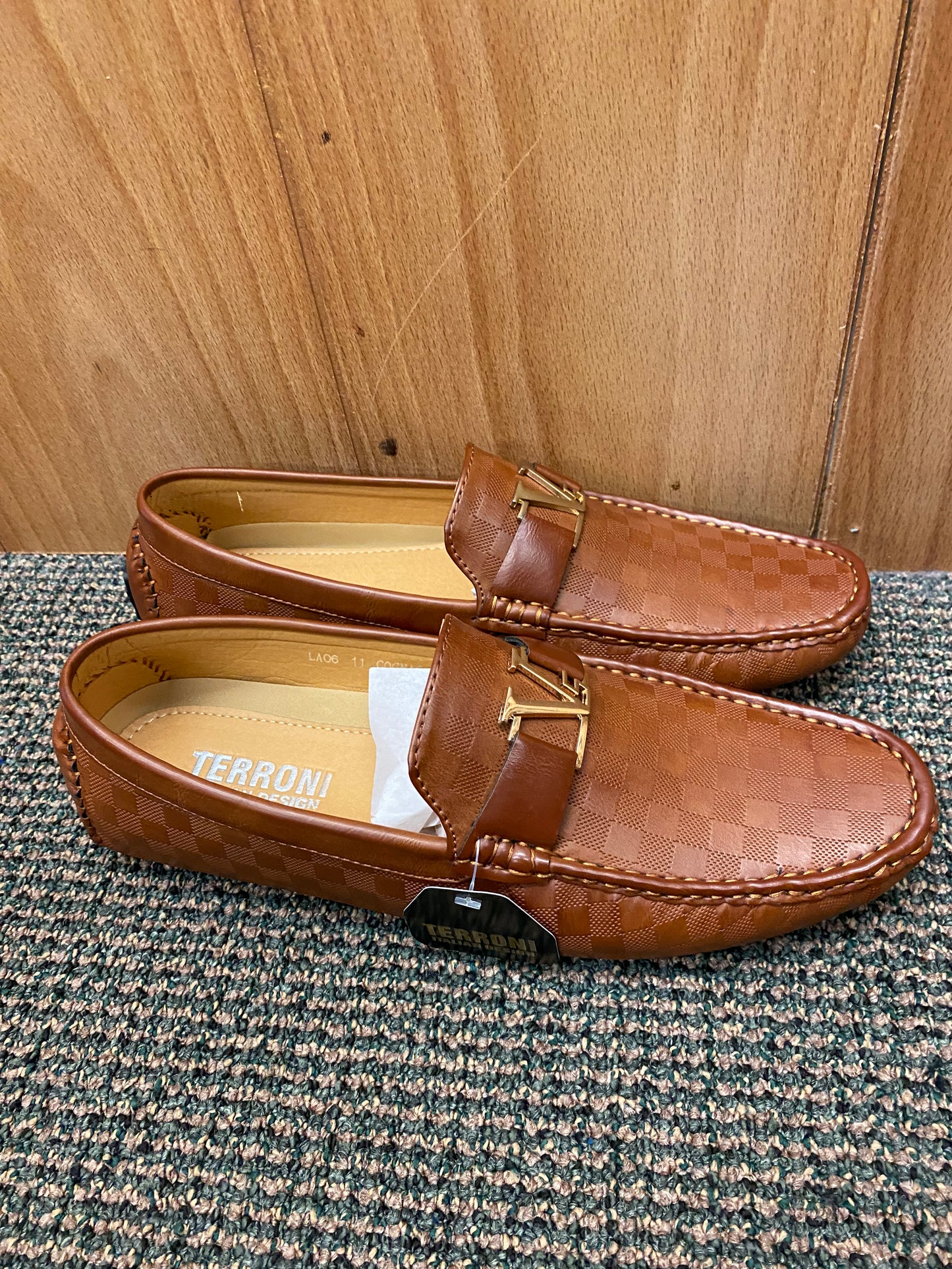 Terroni Italian Design Cognac Smoking Slip-on Men Dress/Driver Shoe w/LV buckle