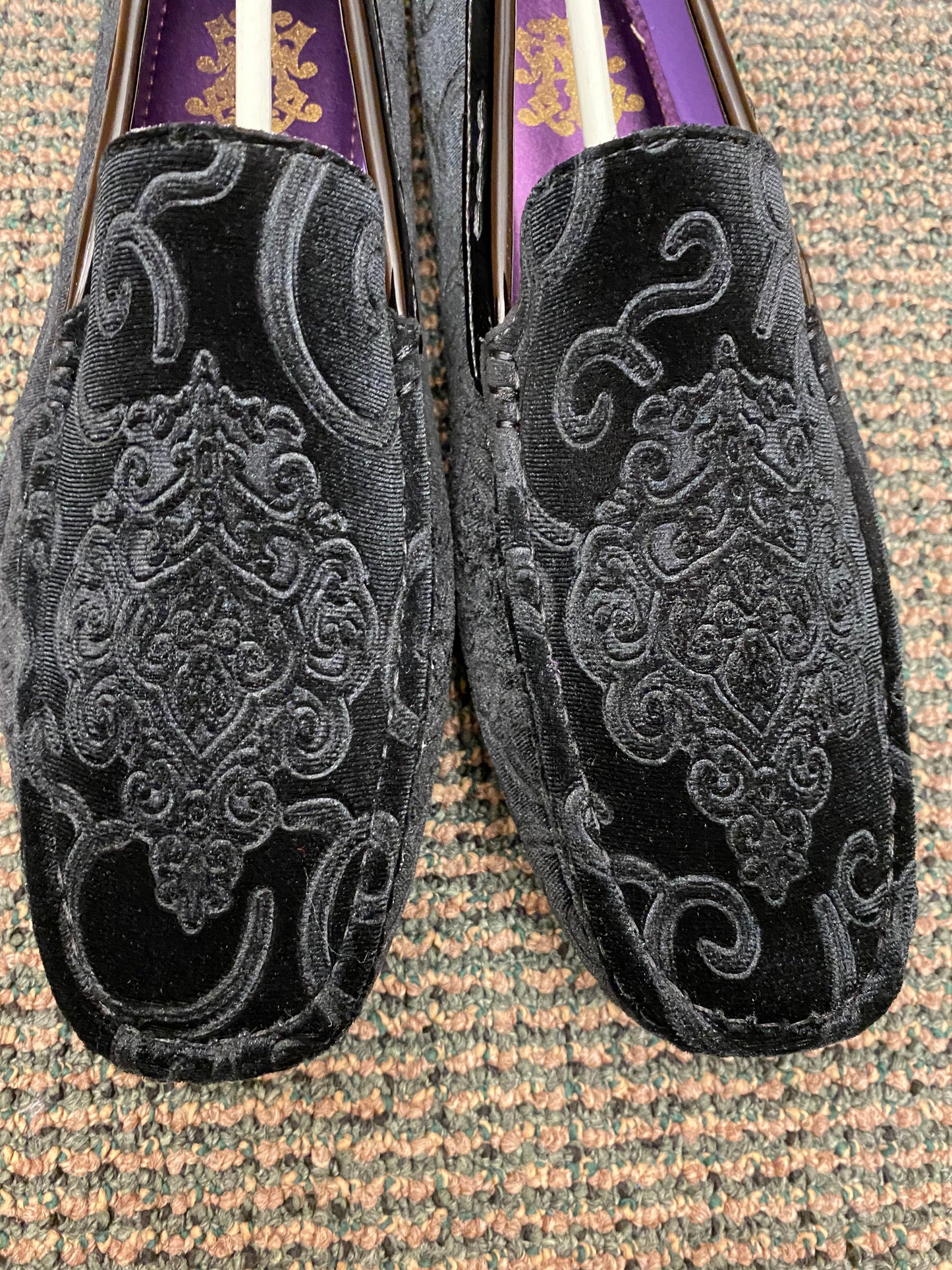 After Midnite Black Paisley Slip-on Men's Dress/Driver Shoes Sizes 7-13 Style 6913