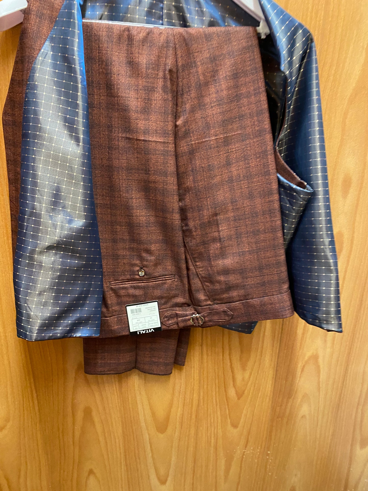 Vitali Rust Plaid 3-Piece Suit 54L