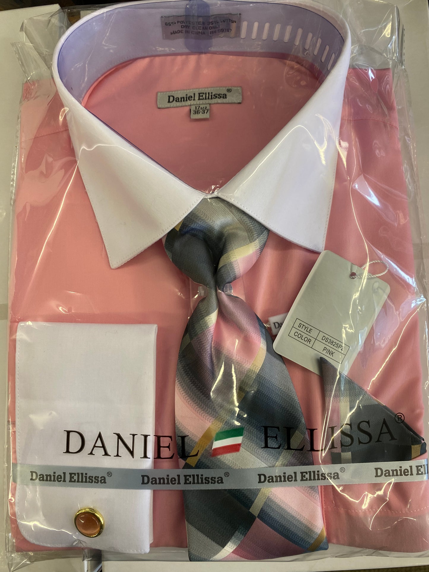 Daniel Ellissa DS3825P2 Pink French Cuff Men’s Dress Shirt