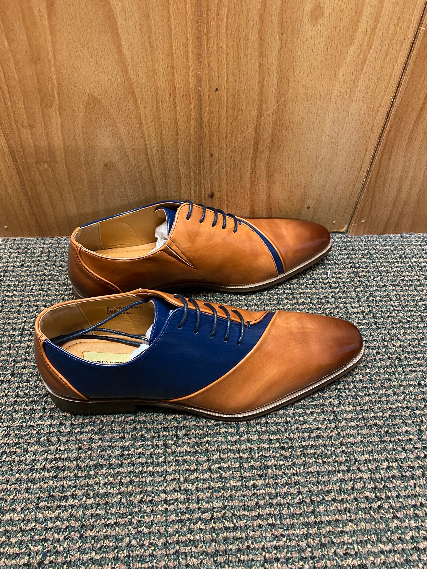 Antonio Cerrelli Tan/Navy Lace-up Dress Shoes Style 6980