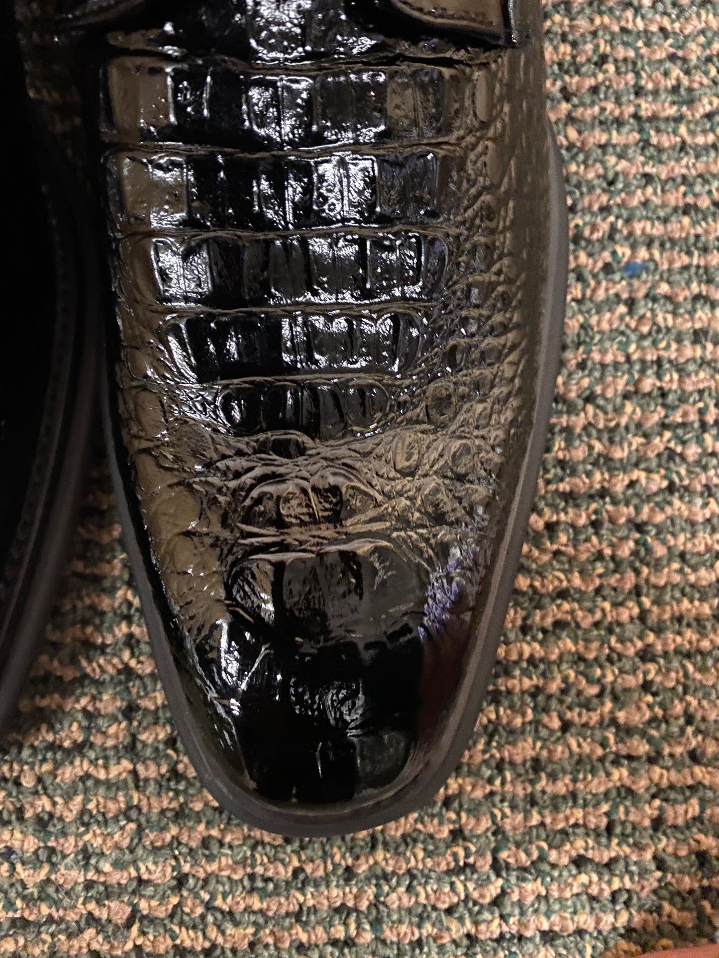 Giovanni Mason Black Croc-print Leather Hand Made Oxford Men's Dress Shoes